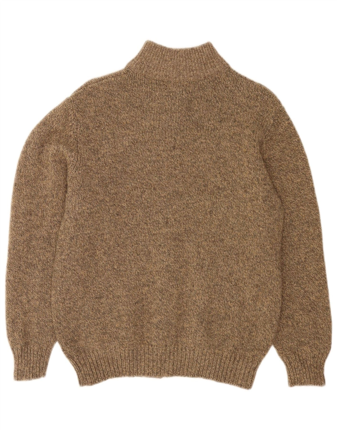 L.L.Bean Herren-Cardigan mit durchgehendem Reißverschluss, mittelbeigefarbene gesprenkelte Lammwolle