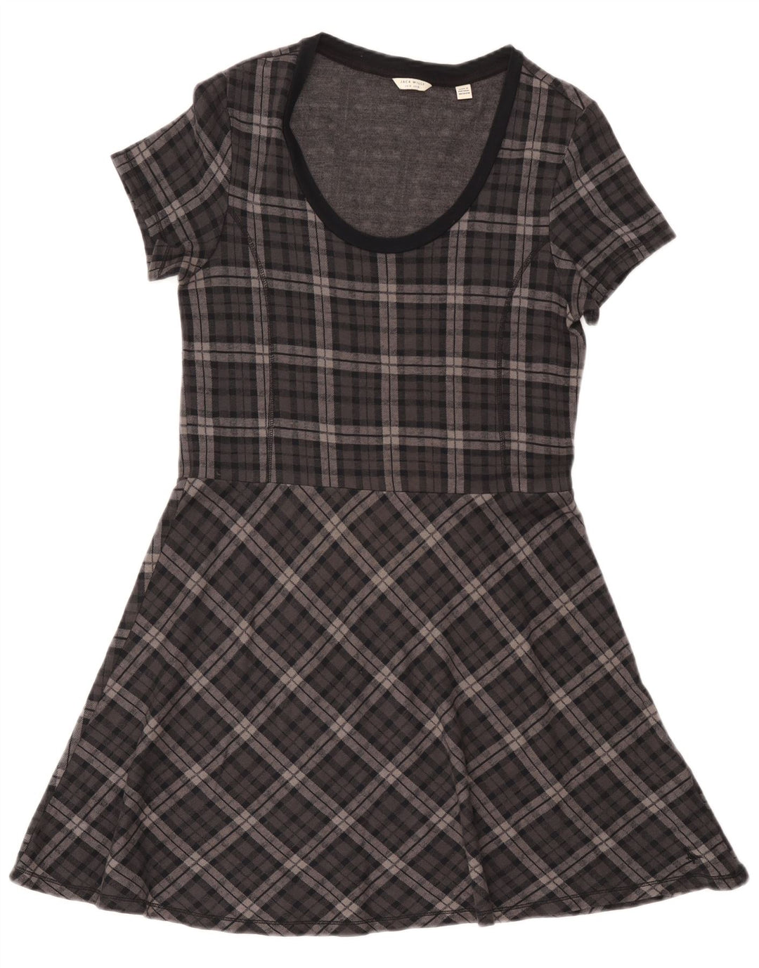 Jack Wills Damen-A-Linien-Kleid, Gr. 44, groß, grau kariert, Baumwolle