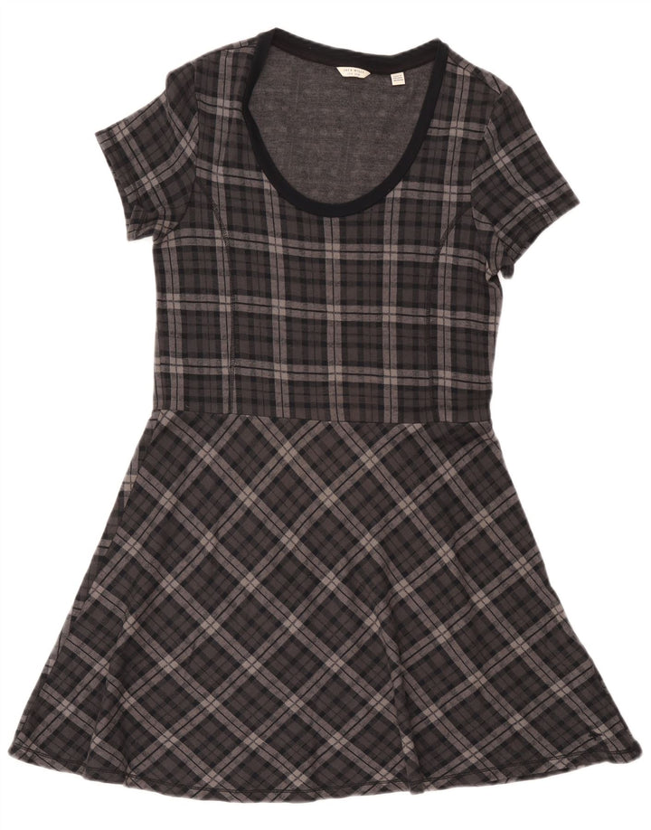 Jack Wills Damen-A-Linien-Kleid, Gr. 44, groß, grau kariert, Baumwolle