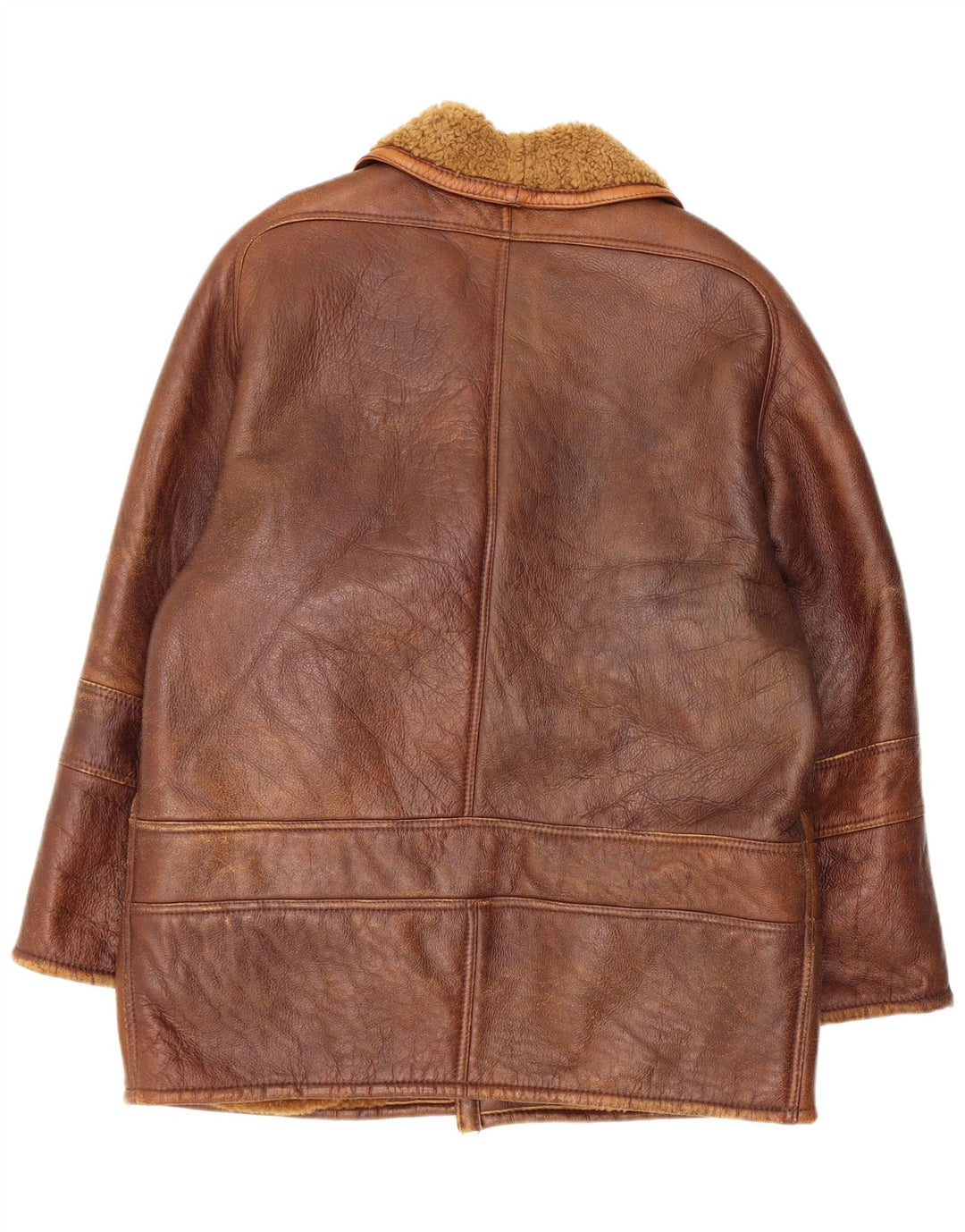 Vintage Herren Shearling Jacke IT 52 XL Braun Shearling