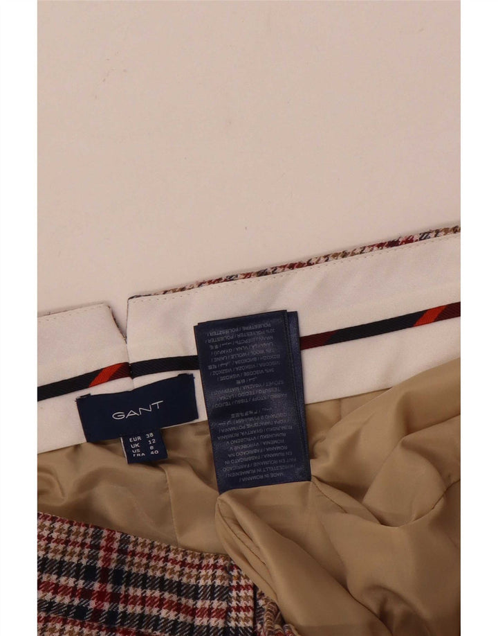 Gant Damen Slim-Anzughose UK 12 Medium W30 L28 Rote Hahnentritt-Wolle