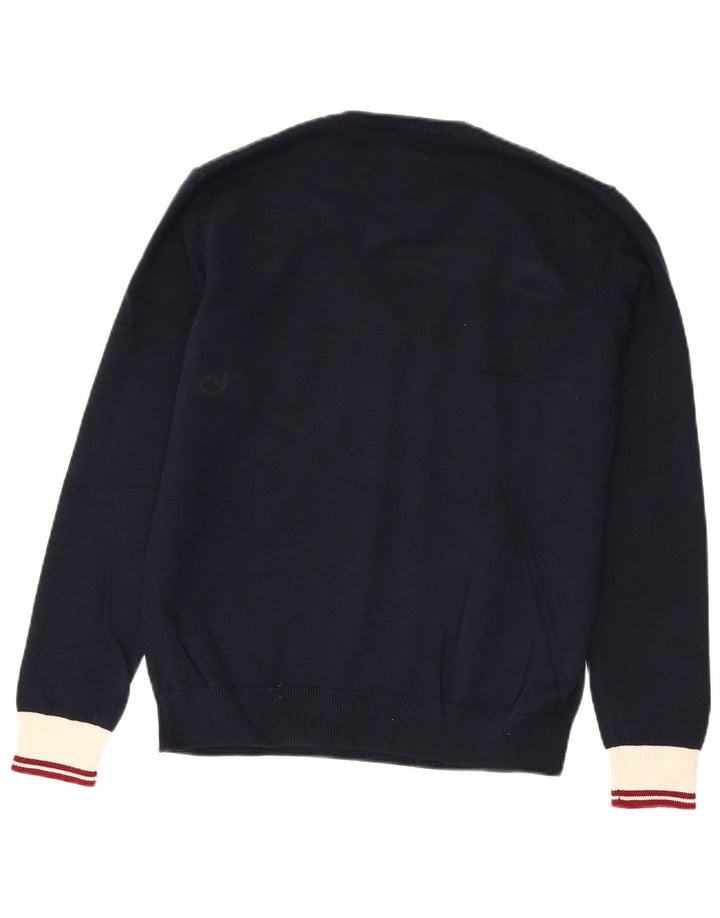 Gant Herren-Pullover mit V-Ausschnitt, mittlere marineblaue Blockfarben-Baumwolle