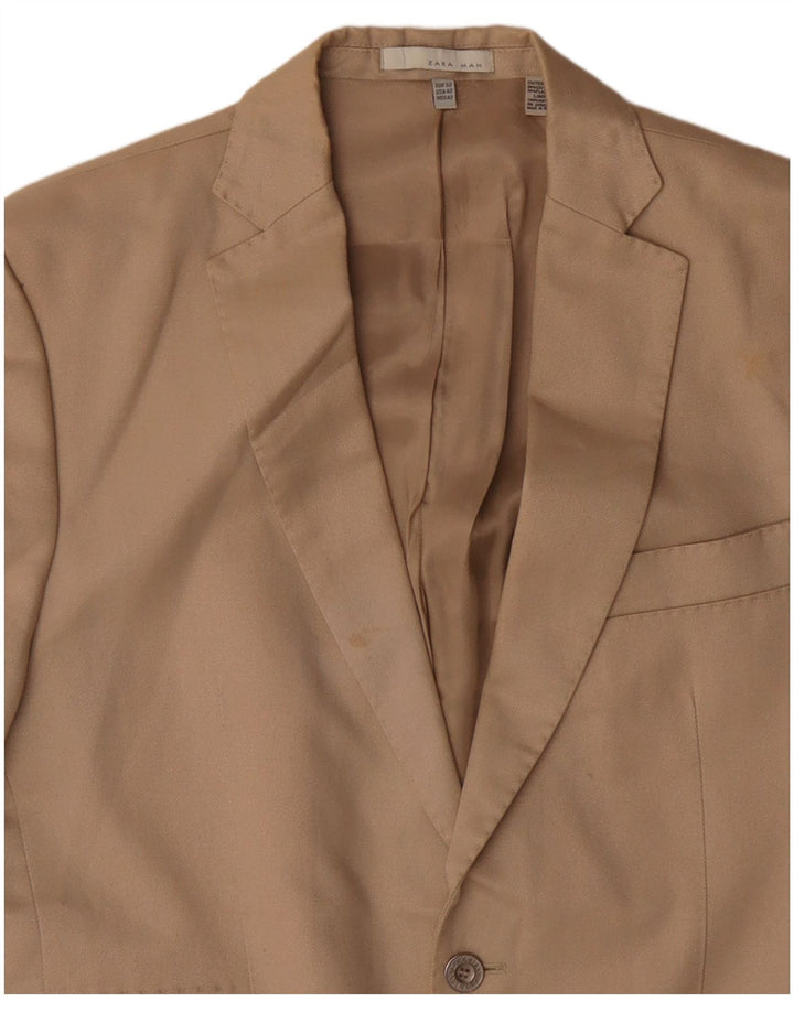 Zara Herren-Blazer mit 2 Knöpfen, EU 50, mittelbeige Baumwolle