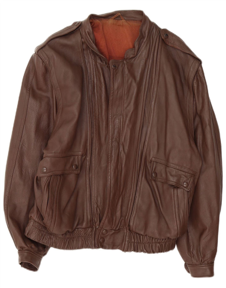 Vintage Herren Militärlederjacke UK 36 Small Brown