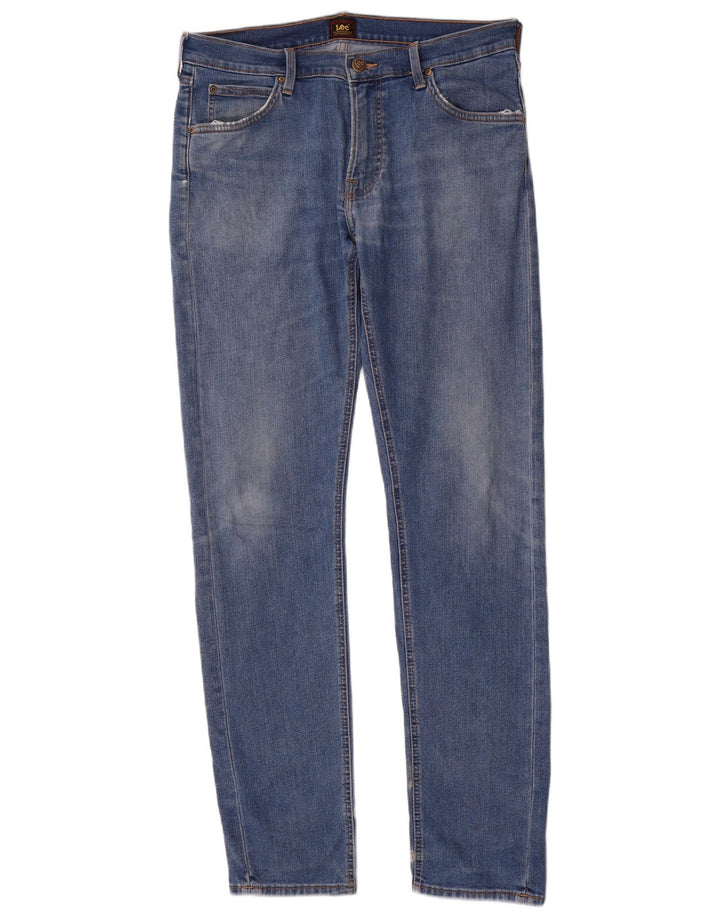 Lee Herren Regular Straight Jeans W32 L34 Blaue Baumwolle