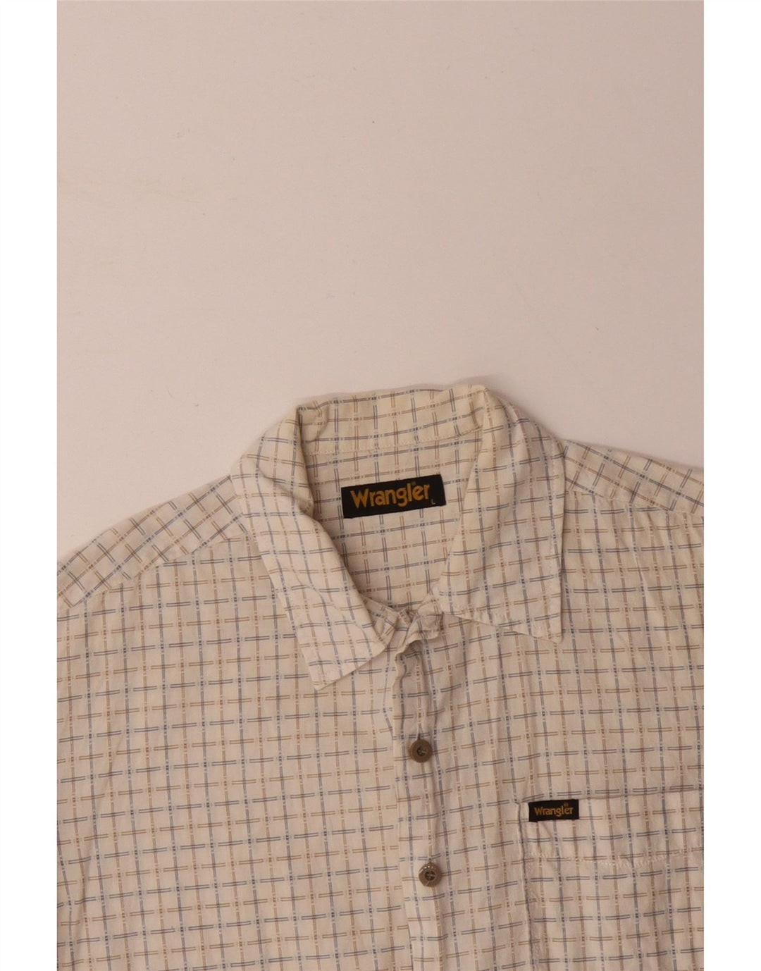 WRANGLER Herren-Kurzarmhemd, groß, beige kariert, Baumwolle