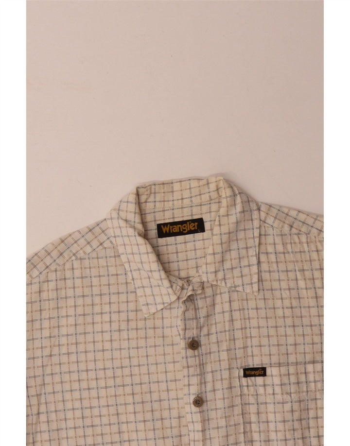 WRANGLER Herren-Kurzarmhemd, groß, beige kariert, Baumwolle