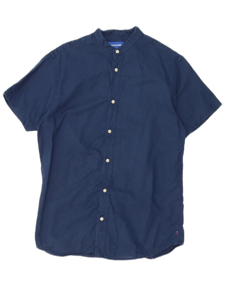 JACK & JONES Herren-Kurzarmhemd, Größe S, Marineblau, Baumwolle
