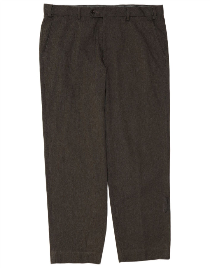 Marks & Spencer Herren-Anzughose, normal, W36 L29, grau kariertes Polyester