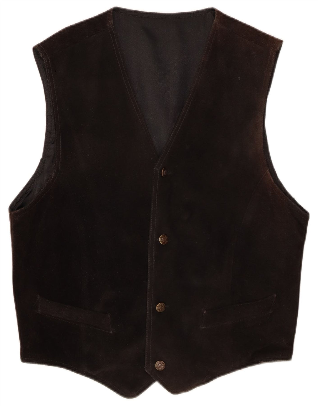 Vintage Herren Wildlederweste EU 48 Mittelbraunes Leder