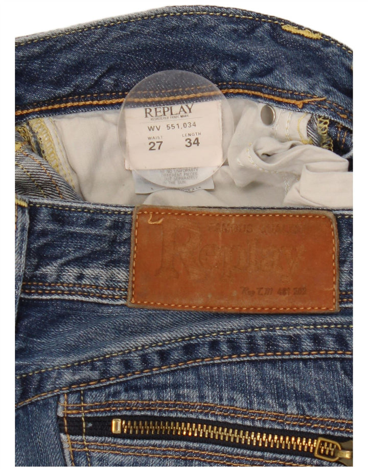Replay Damen Slim Jeans W27 L34 Blaue Baumwolle