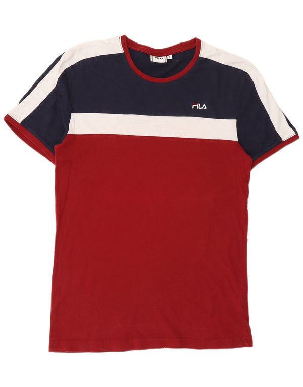 Fila Herren T-Shirt Top Small Rot Colourblock Baumwolle