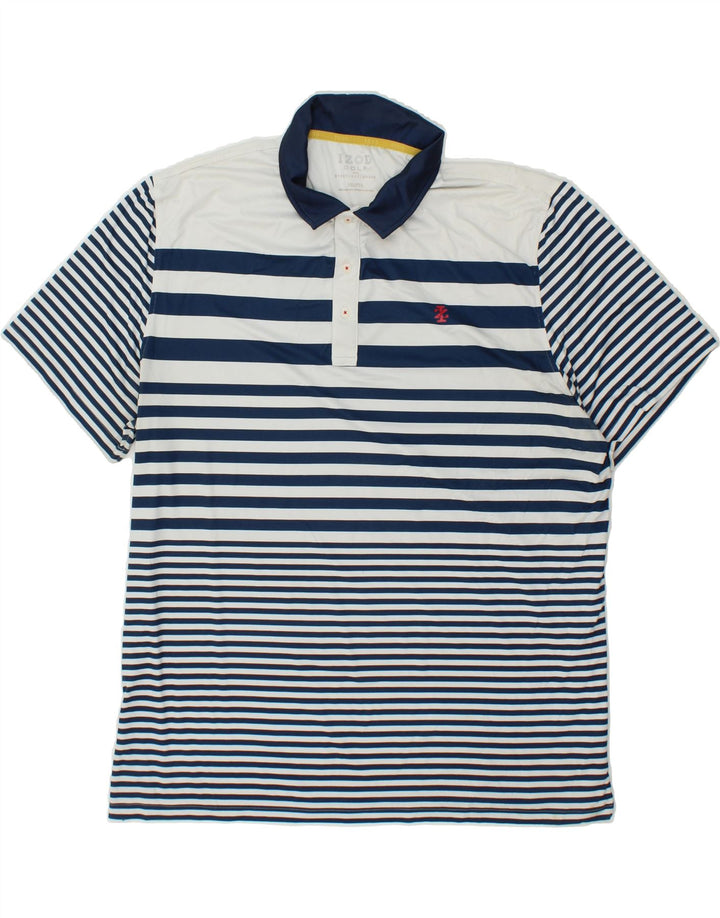 IZOD Mens Polo Shirt 2XL Blue Striped Polyester Vintage Izod and Second-Hand Izod from Messina Hembry 