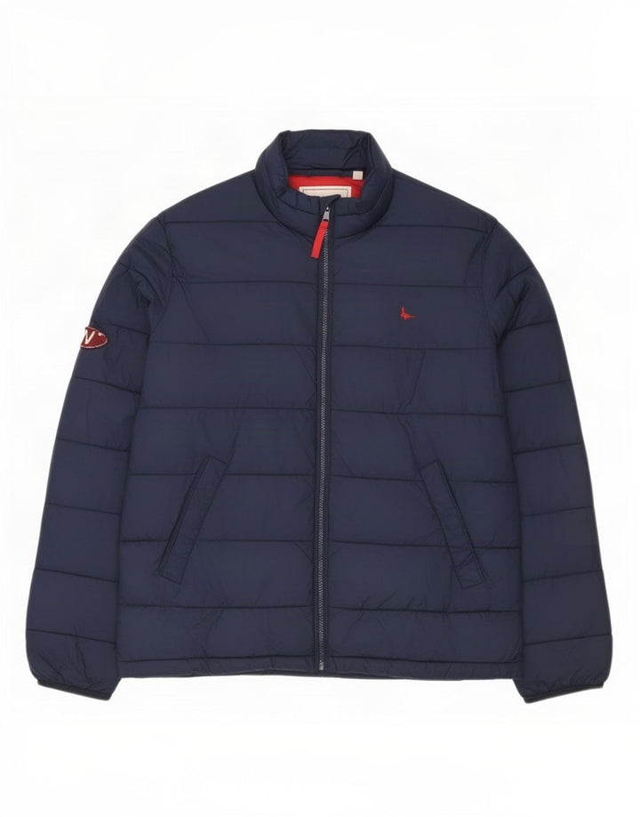 Jack Wills Herren Wattierte Jacke UK 40 Large Marineblaues Nylon