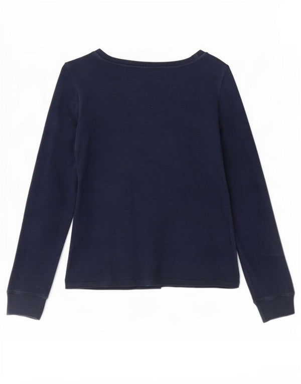 Marks & Spencer Damen Top Langarm UK 14 Mittel Marineblau Blumenmuster