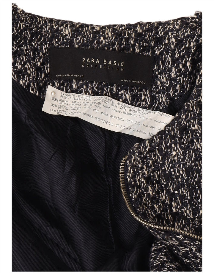 Zara Damen-Blazer mit durchgehendem Reißverschluss, UK 12, mittelgraue Baumwolle