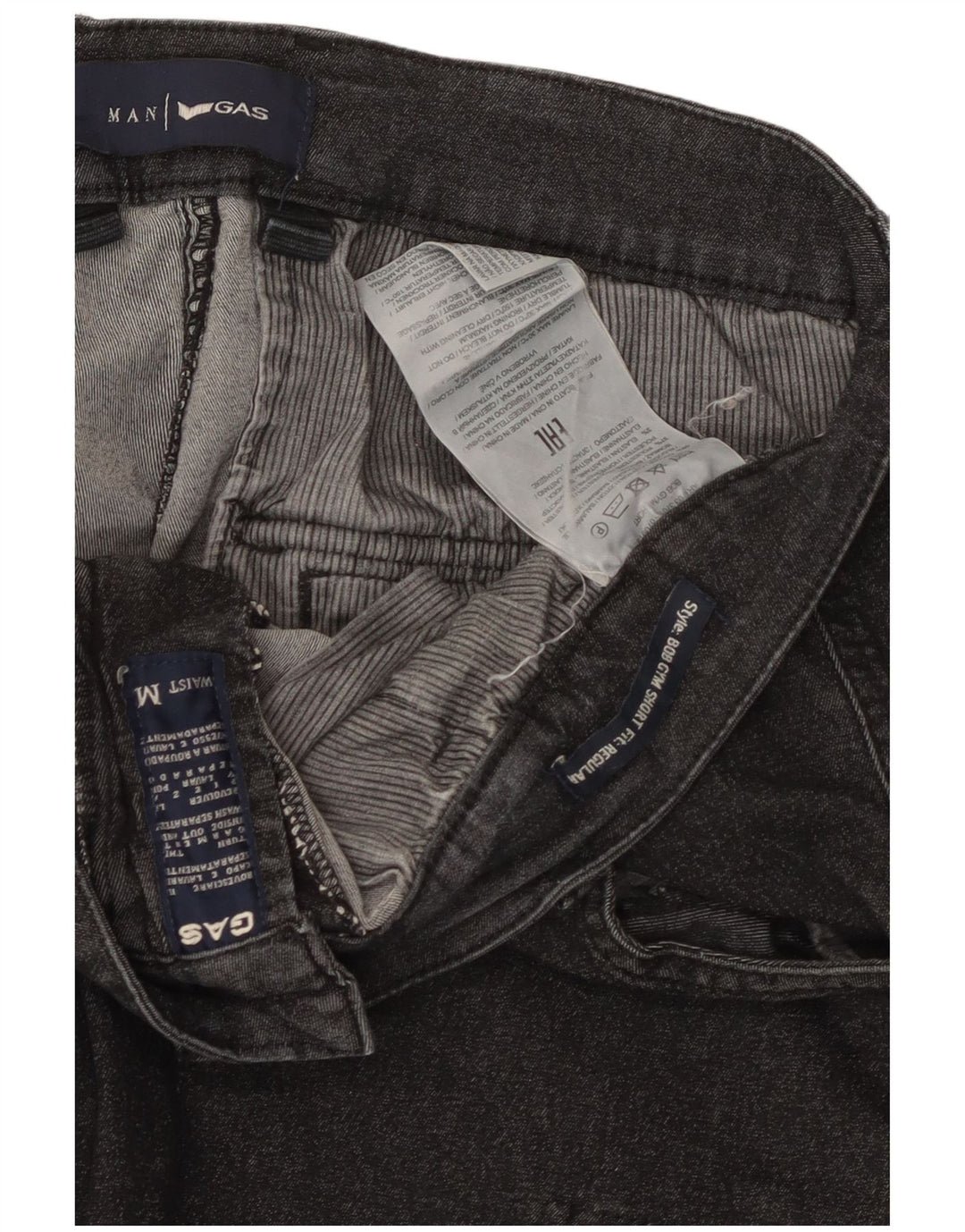 Gas Herren-Jeans-Cargoshorts mit normaler Passform, mittlere Größe, W32, schwarze Baumwolle
