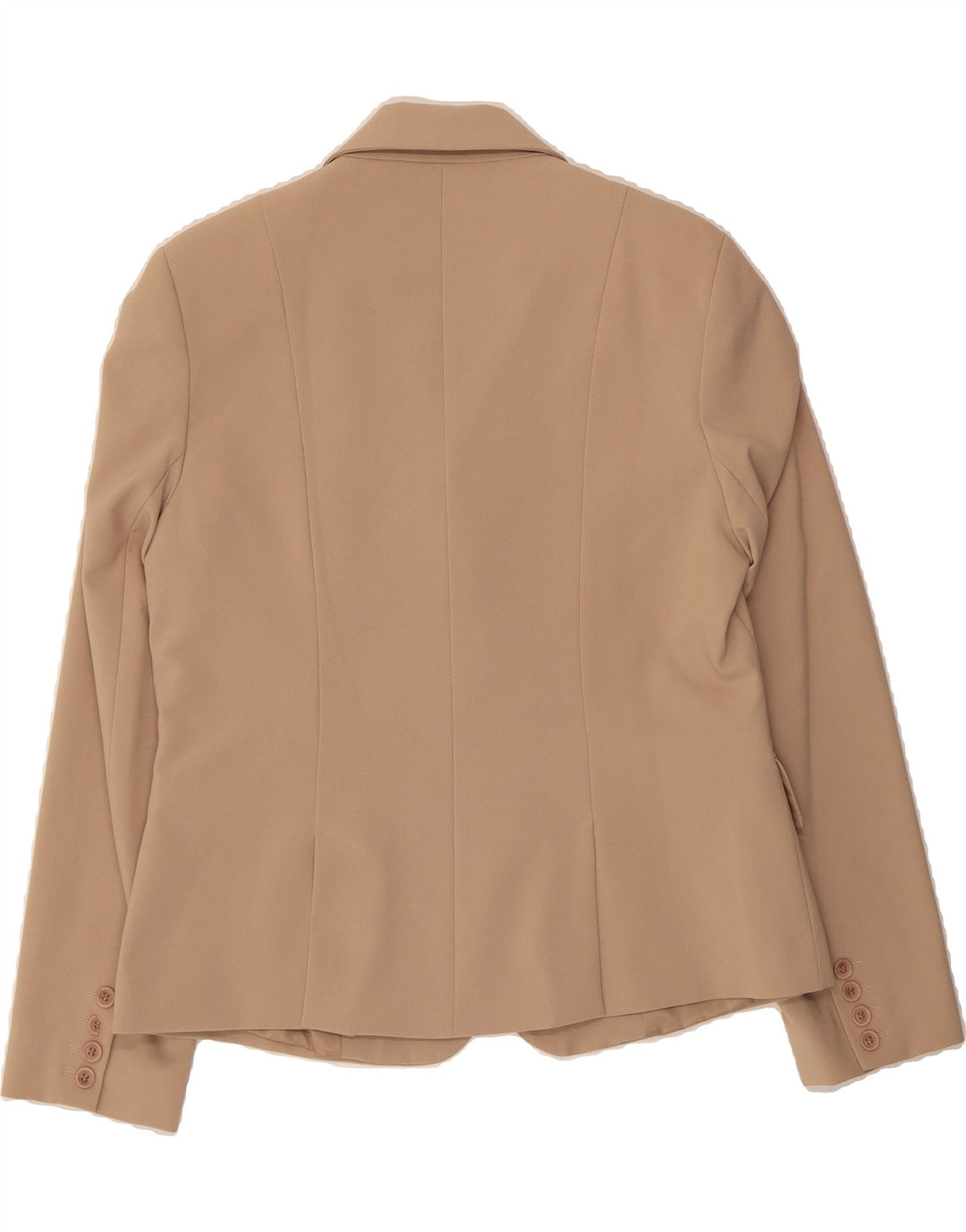 VINTAGE Womens 1 Button Blazer Jacket UK 14 Medium Beige Polyester Vintage Vintage and Second-Hand Vintage from Messina Hembry 