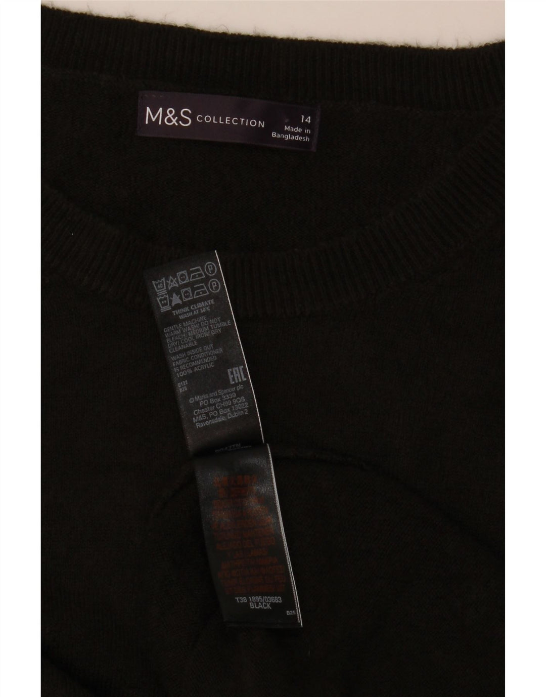 Marks & Spencer Damen-Pullover mit Rundhalsausschnitt, Gr. 14, Mittelschwarz, Acryl
