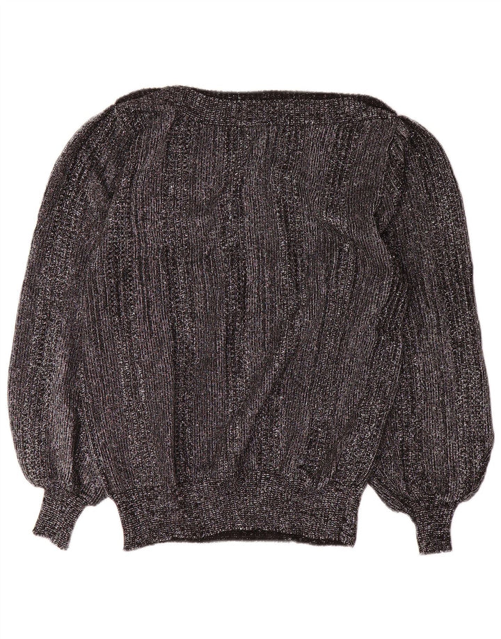 Vintage Damen Pullover mit U-Boot-Ausschnitt, UK 14, Mittelsilber