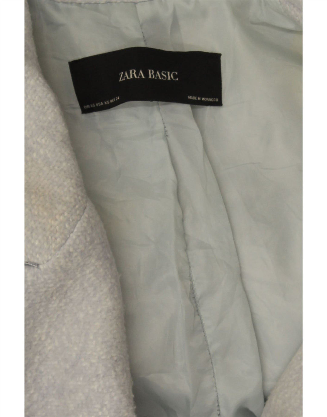 Zara Damen Übergroßer zweireihiger Mantel UK 6 XS Blau meliert