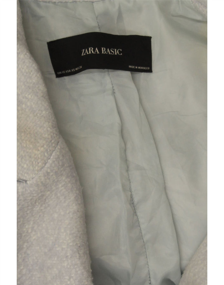 Zara Damen Übergroßer zweireihiger Mantel UK 6 XS Blau meliert