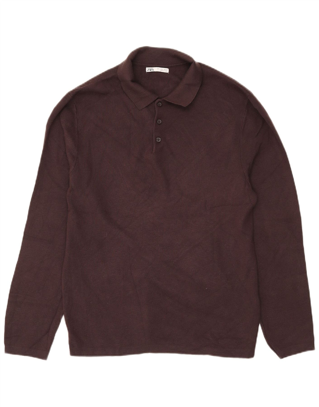 Zara Herren-Pullover mit Polokragen, Größe L, Braun