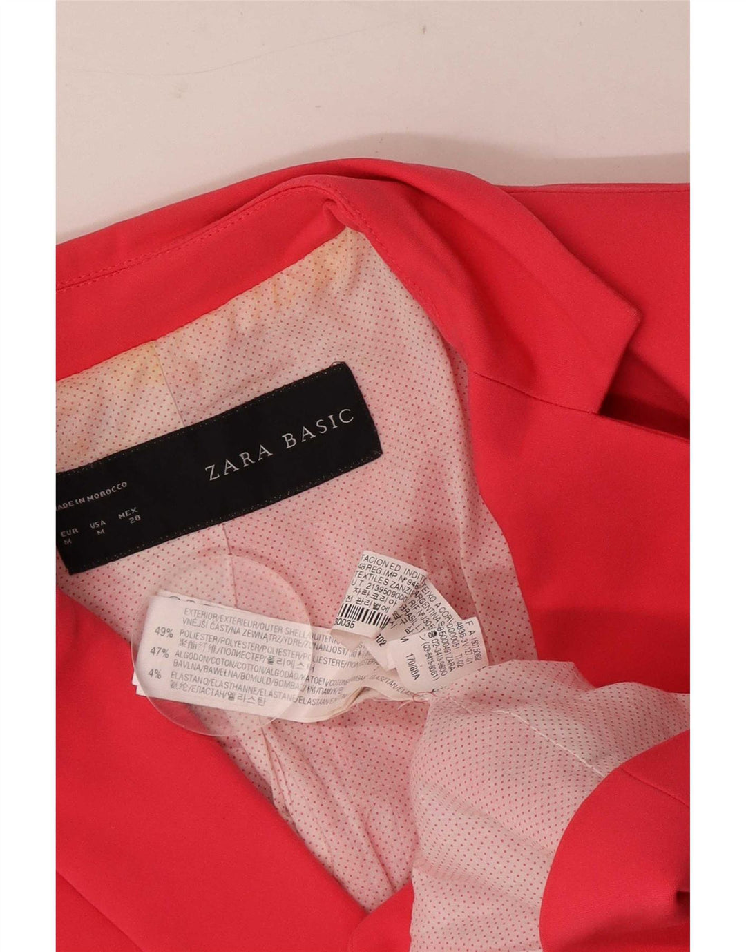 Zara Damen 1-Knopf-Blazerjacke UK 12 Mittelrosa Polyester