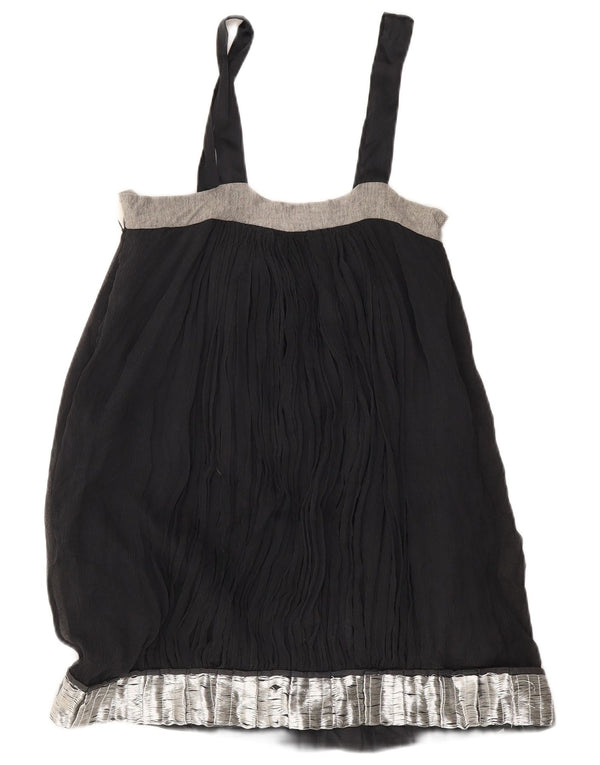 Patrizia Pepe Damen Ärmelloses Bubble-Kleid UK 10 Small Schwarze Seide
