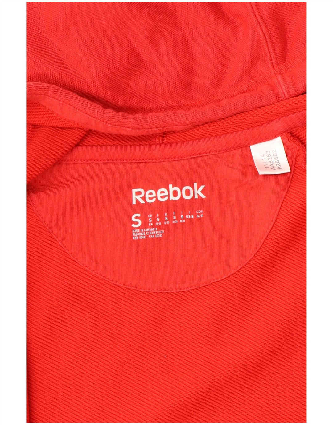 Reebok Damen Zip Hoodie Pullover UK 10 Small Rot