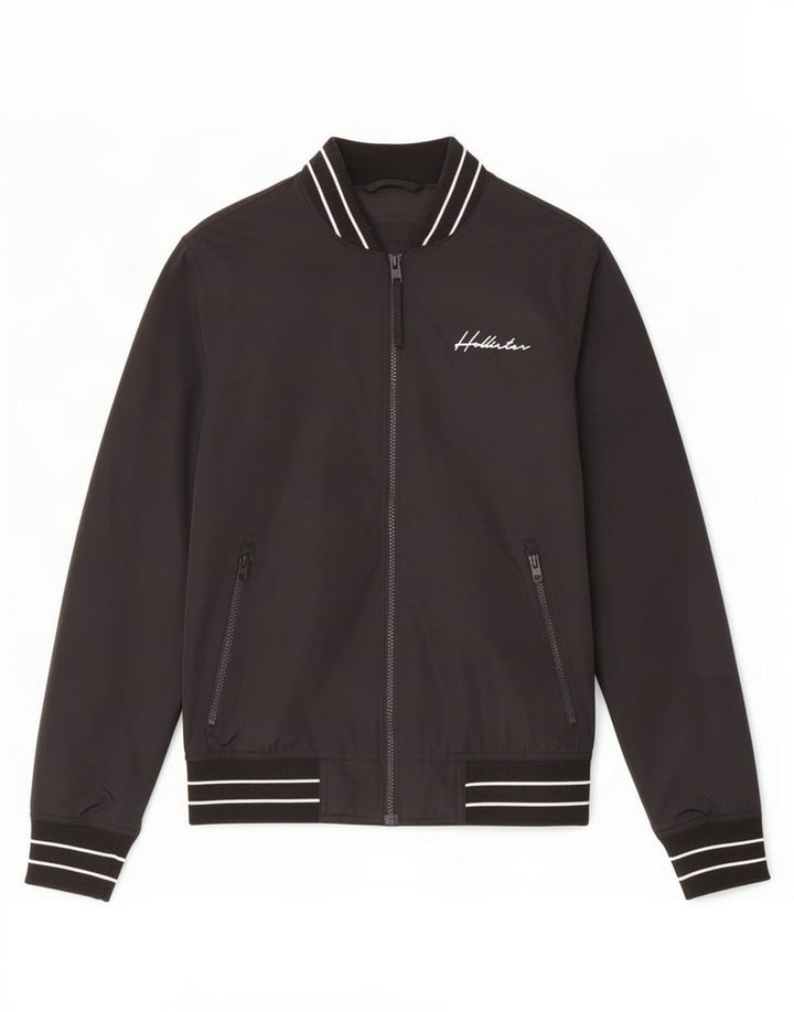 Hollister Herren Bomberjacke UK 34 XS Schwarz gestreiftes Polyester