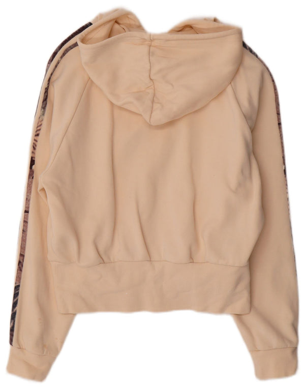 Adidas Damen Crop Oversized Hoodie Pullover UK 8/10 Small Beige Baumwolle