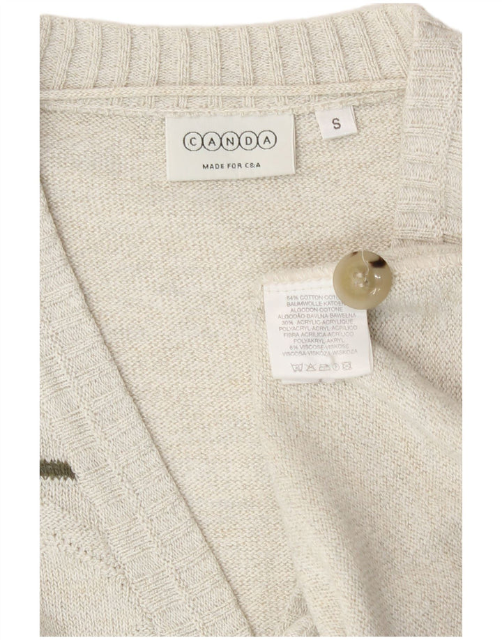 Canda Herren-Strickjacke, klein, aus weißer, geometrischer Baumwolle