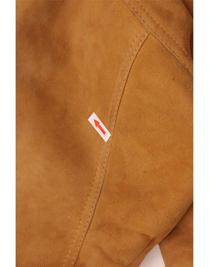 Vintage Damen Übergroße Lammfelljacke IT 42 Mittelbrauner Farbblock
