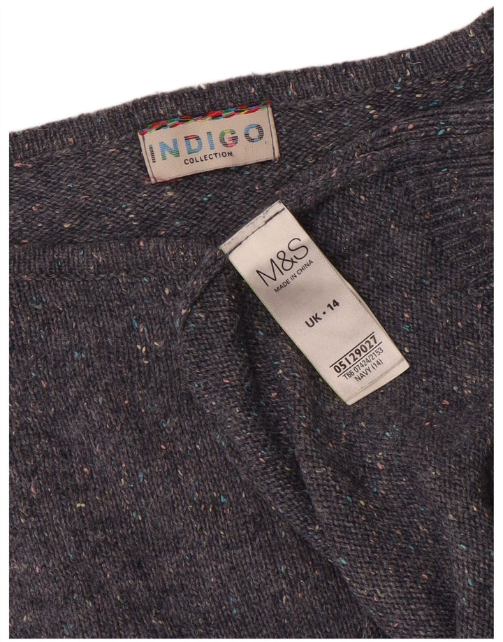 Marks & Spencer Damen-Pullover mit U-Boot-Ausschnitt, Gr. 14, Marineblau