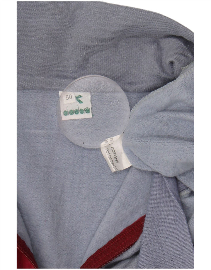 DIADORA Mens Zip Neck Sweatshirt Jumper IT 50 Medium Blue Colourblock