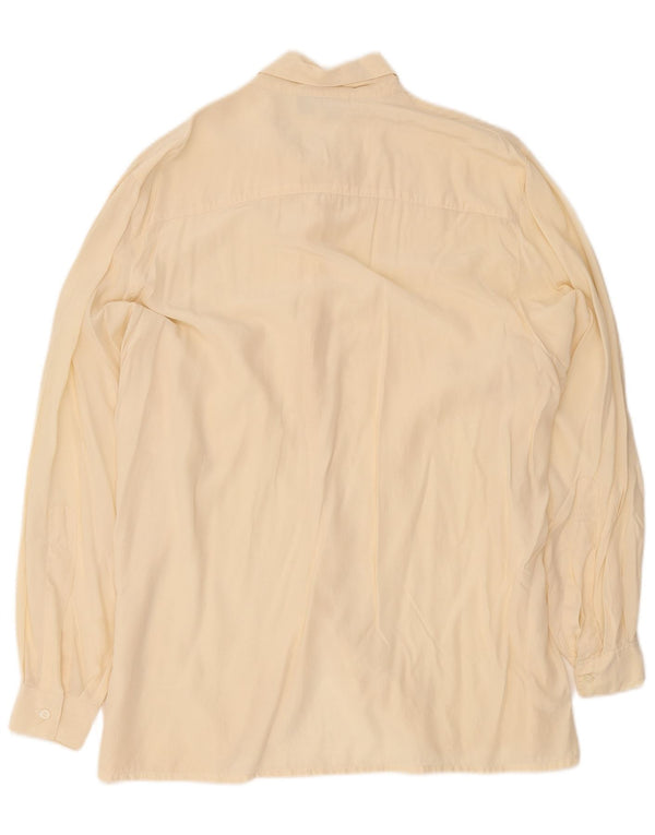 Vintage Damen Longline Übergroße Hemdbluse EU 44 XL Beige Seide