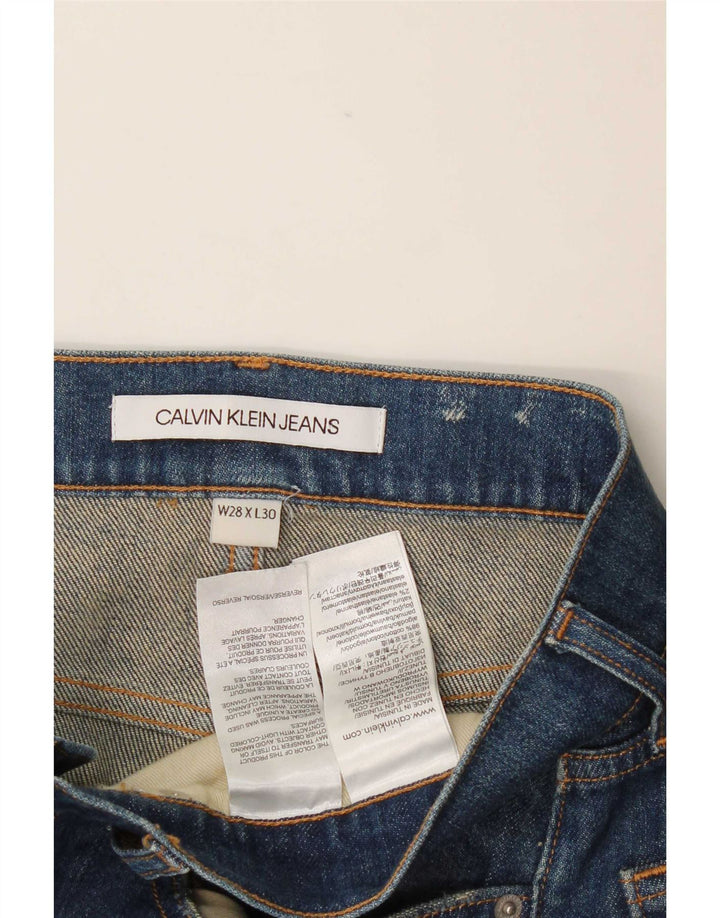 Calvin Klein Damen Distressed Slim Jeans W28 L30 Blaue Baumwolle