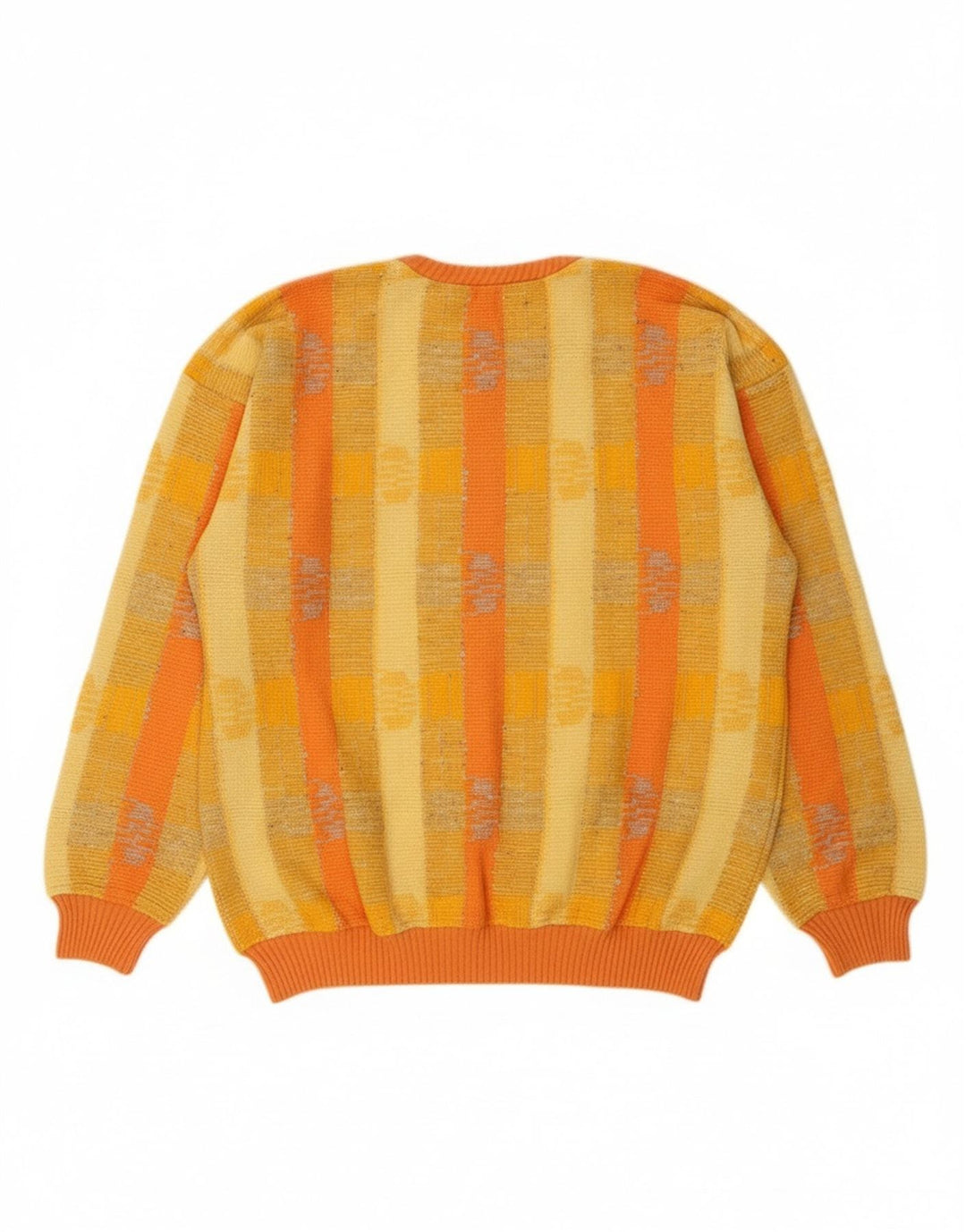 Boxer Herren-Pullover mit Rundhalsausschnitt, mittelgelb, gestreift, Baumwolle