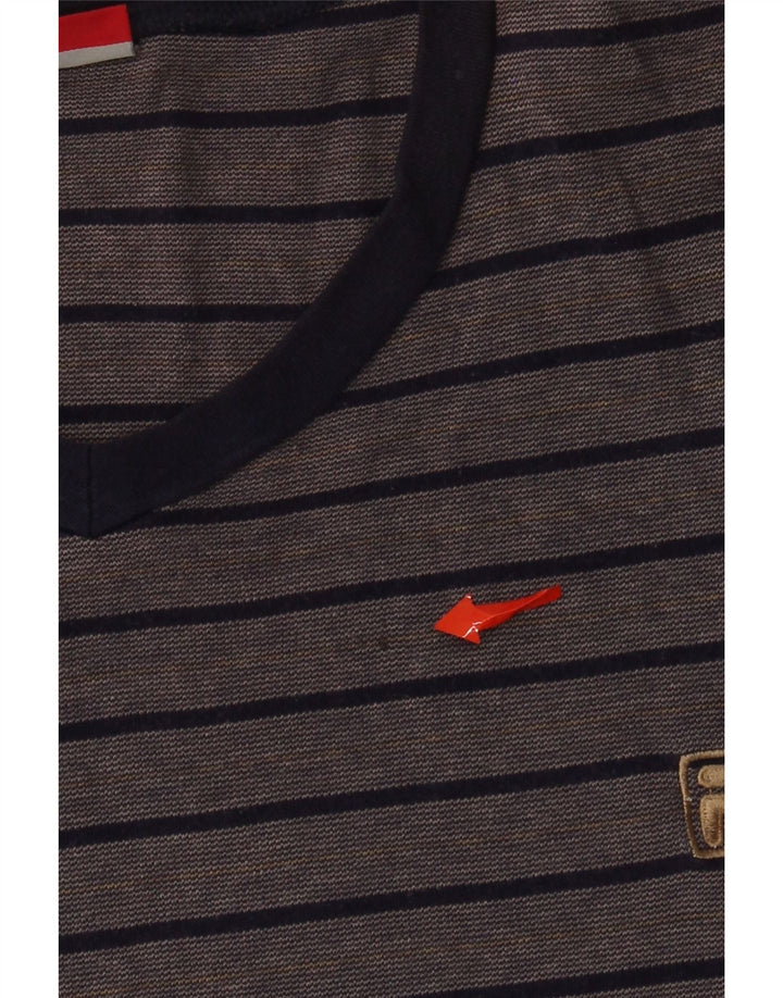 Fila Damen Top Langarm UK 18 XL Marineblau gestreift