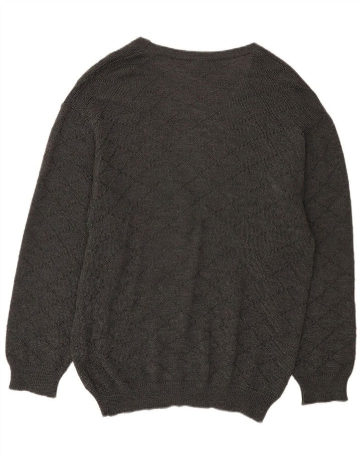 Vintage Damen Cardigan Pullover EU 46 XL Grau kariert Polyacryl