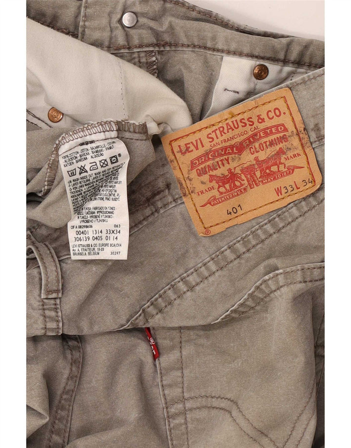 Levi's Herren 401 Straight Jeans W33 L28 Graue Baumwolle