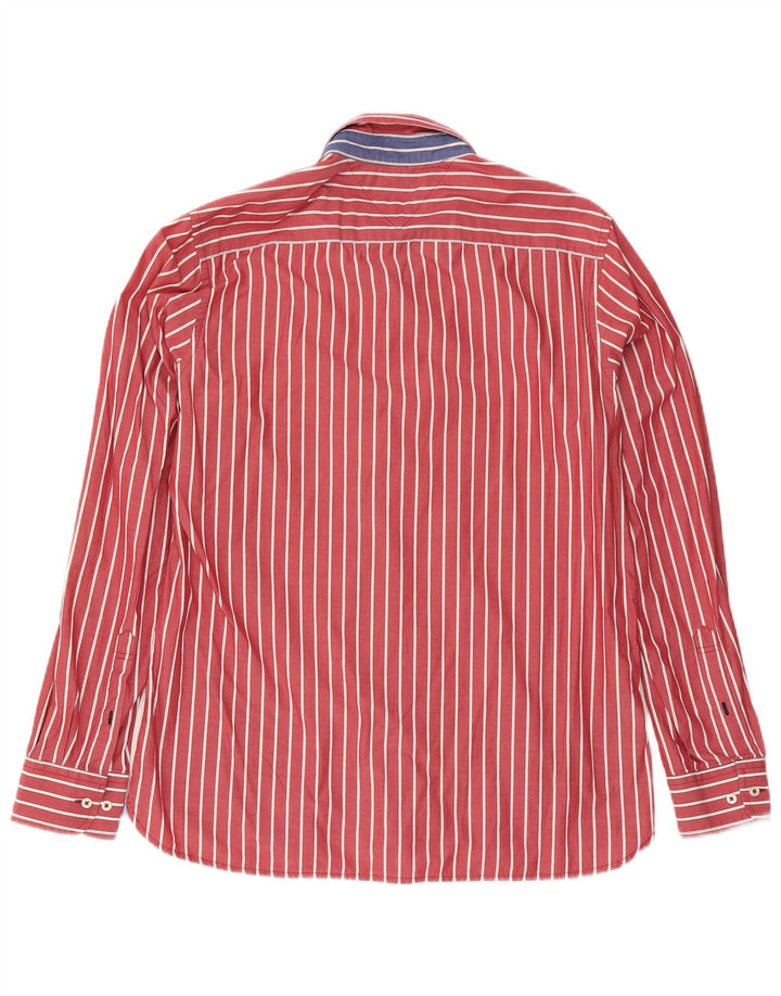 Tommy Hilfiger Herren-Hemd mit individueller Passform, Mittelrote Nadelstreifen-Baumwolle