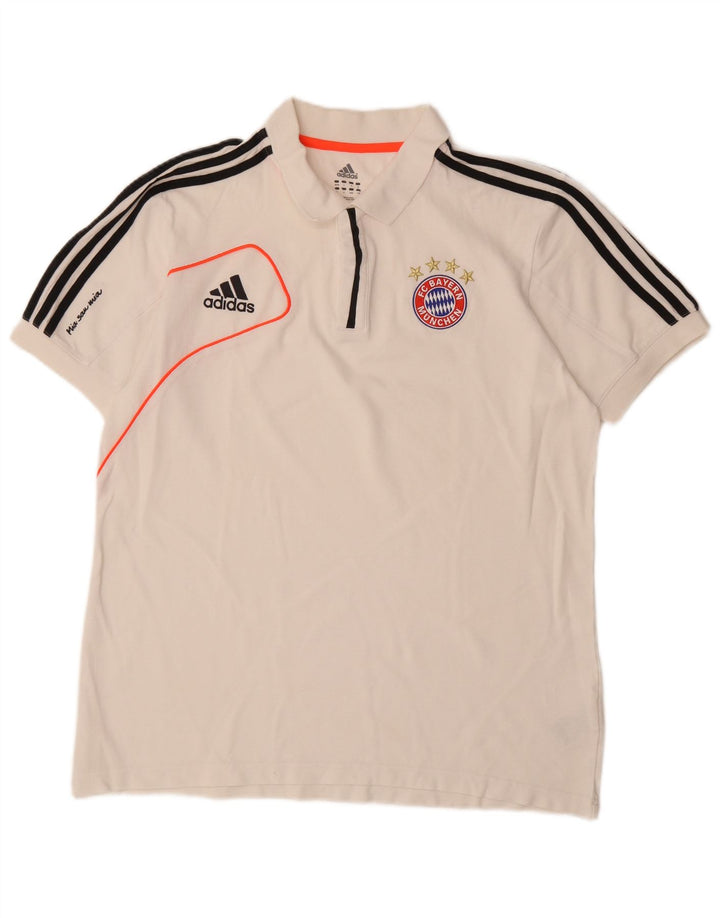 ADIDAS Herren FC Bayern München Poloshirt UK 44/46 Große weiße Baumwolle
