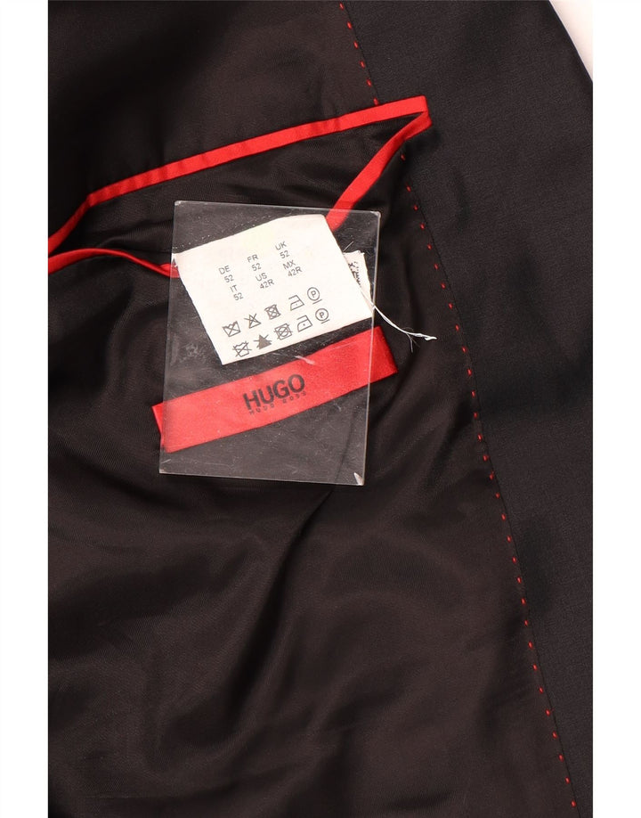 Hugo Boss Herren-Blazer mit 2 Knöpfen, EU 52, XL, schwarze Wolle