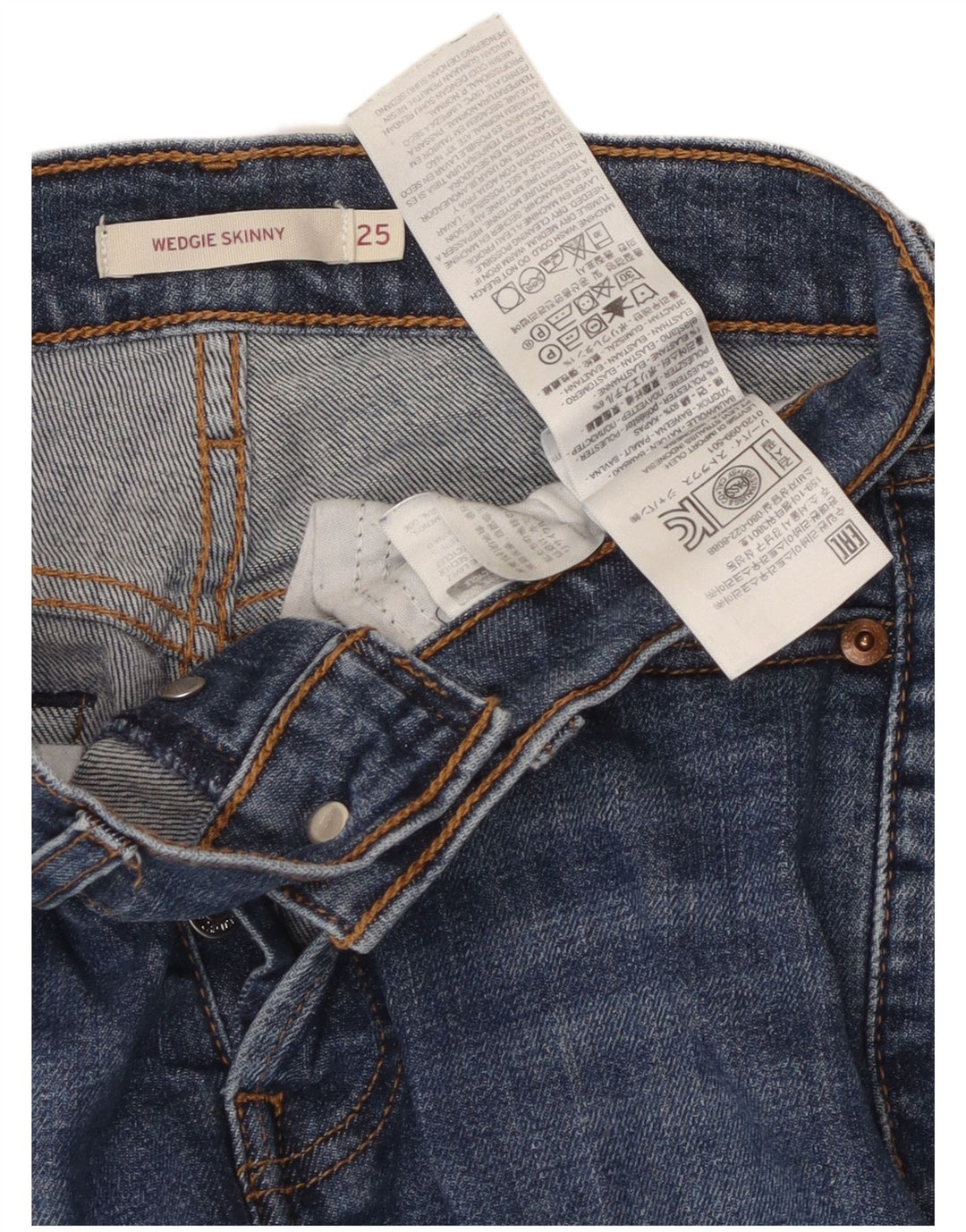 LEVI'S Damen-Jeans mit Keilabsatz, hoher Taille, Röhrenjeans, W25, L26, blaue Baumwolle
