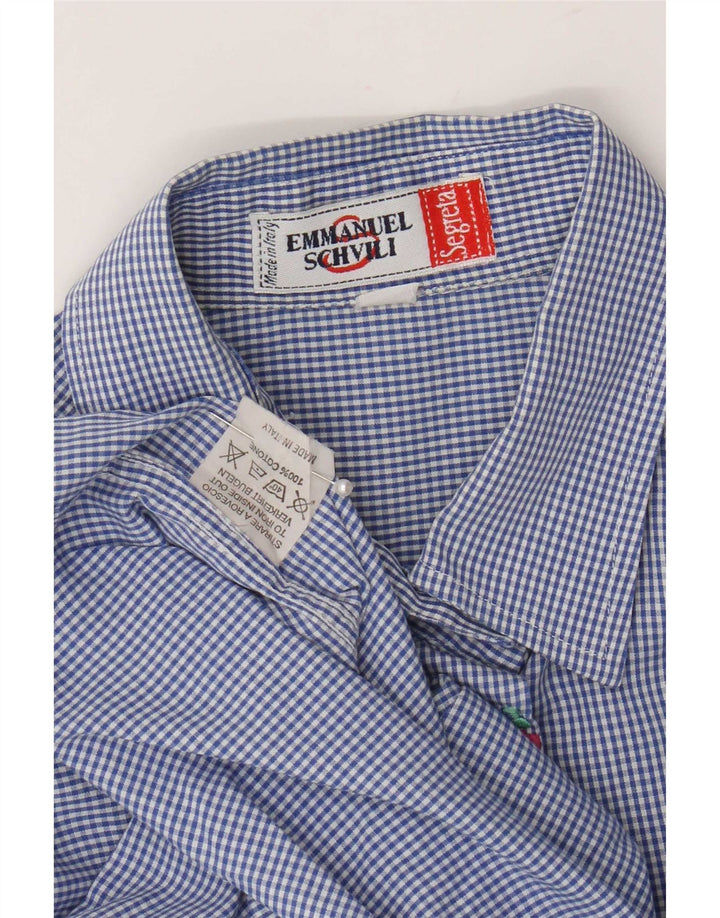 Emmanuel Schvili Damen Langarm-Hemd, normal, UK 18, XL, blauer Gingham