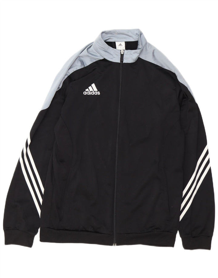 ADIDAS Herren-Trainingsanzug-Top-Jacke, großes schwarzes Farbblock-Polyester
