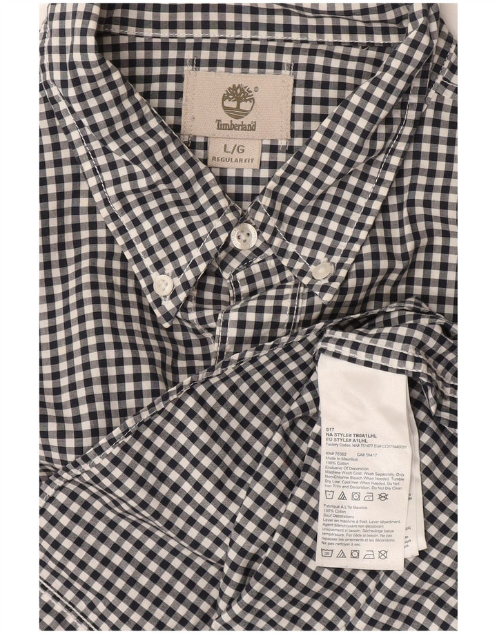 Timberland Herren-Hemd mit normaler Passform, große marineblaue Gingham-Baumwolle