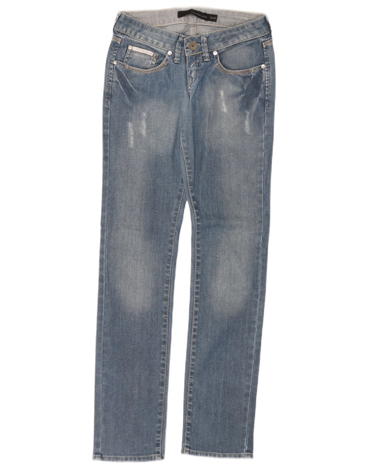 Calvin Klein Damen Straight Jeans W26 L31 Blaue Baumwolle